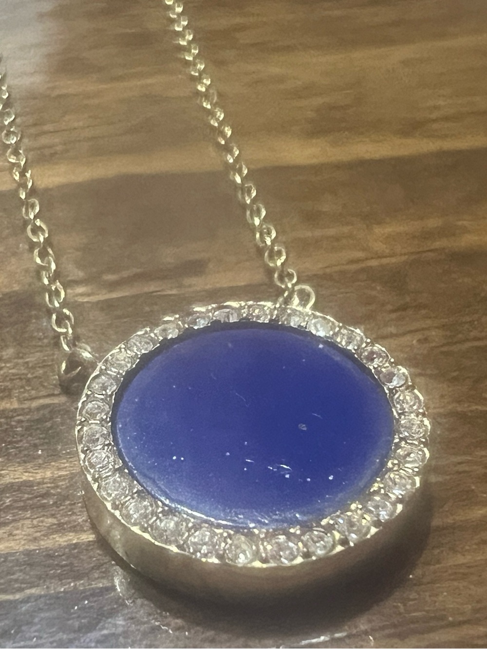 Michael Kors Blue Stone & Crystal Halo Pendant Necklace